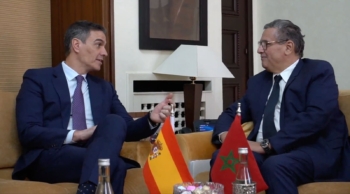 Le Chef du gouvernement Aziz Akhannouch lors d'une rencontre avec le Président du gouvernement espagnol Pedro Sanchez.