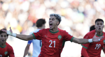 Yassir Zabiri, artisan de la victoire marocaine en quarts de finale. Crédit : E. Felix / AP