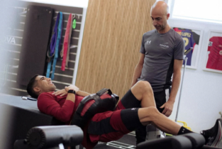Achraf Hakimi lors d'une séance de rééducation après sa blessure.