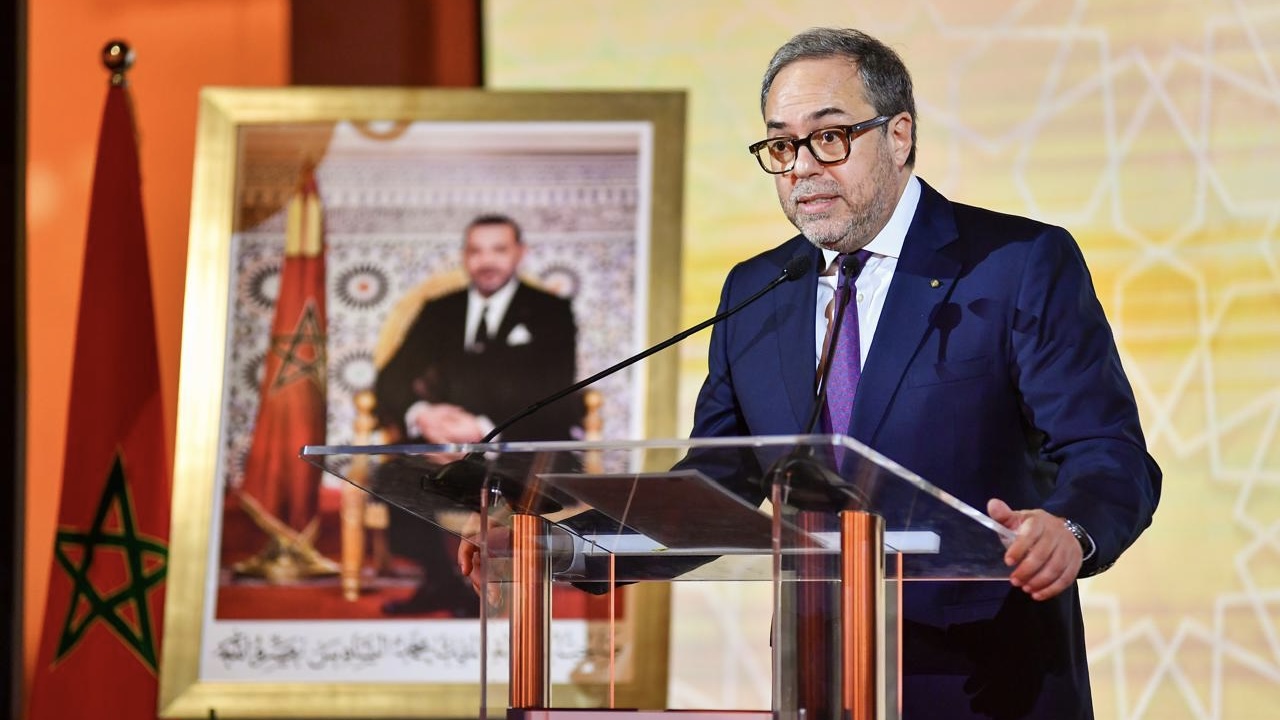 Abdelhamid Addou, lors de la 58e Assemblée générale de l’Organisation des transporteurs aériens arabes, mardi 4 novembre à Rabat. Crédit : RAM