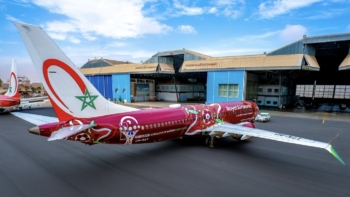 Un avion Royal Air Maroc aux couleurs de la Coupe d'Afrique des nations 2025. Crédit : RAM
