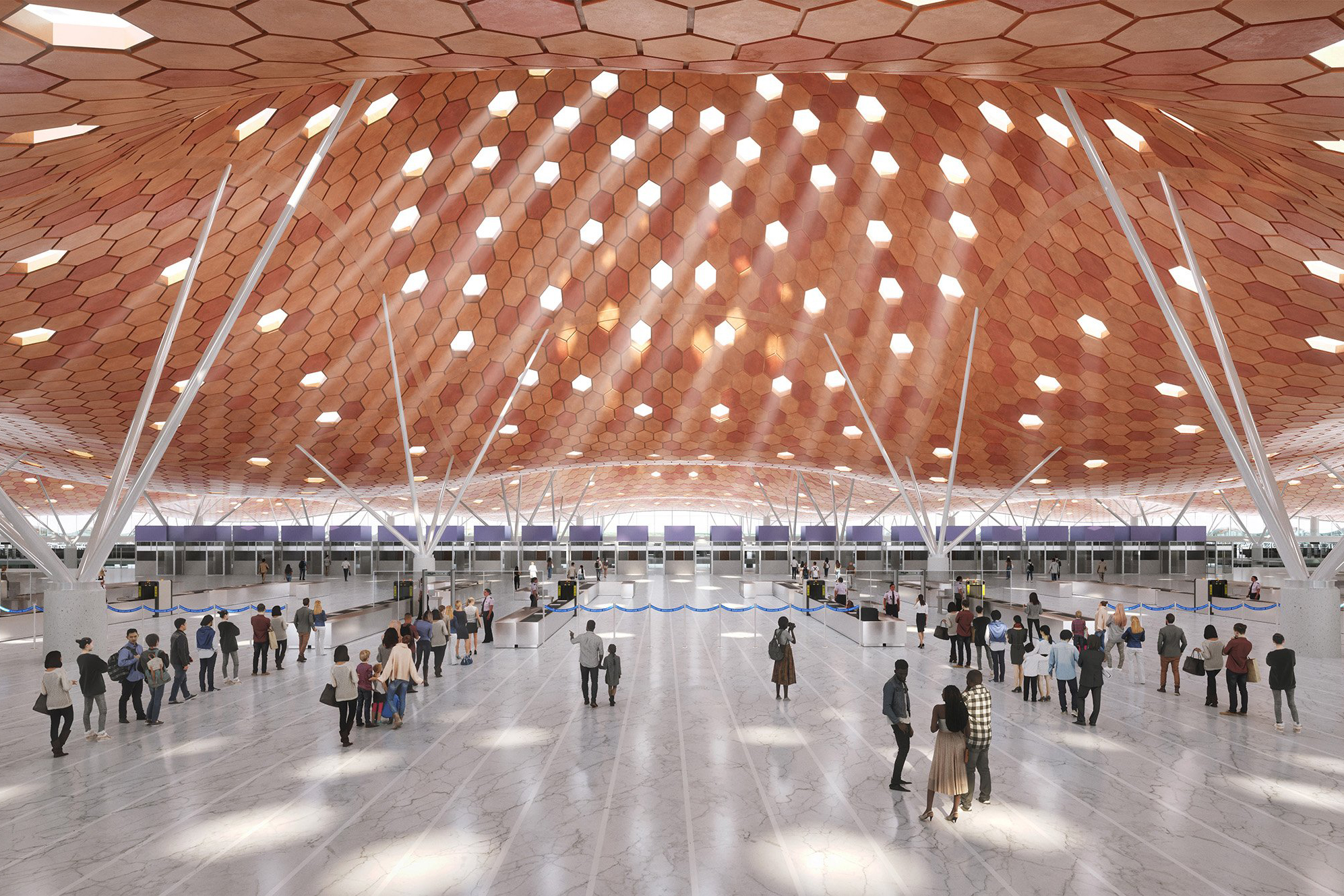 Une maquette numérique de l'enceinte du futur nouveau terminal de l'aéroport Casablanca Mohammed V.