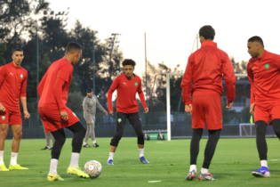 Entraînement officiel de la sélection du Maroc au complexe Mohammed VI de football. Crédit : MAP