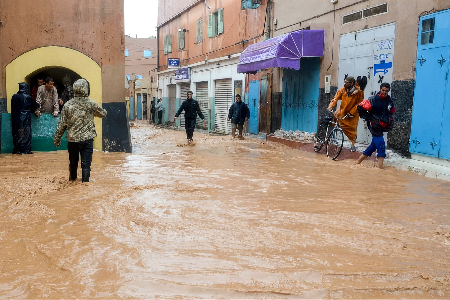 Dans un quartier de la ville de Safi, touché par les inondations survenues dans la soirée du 14 décembre 2025. Crédit : DR