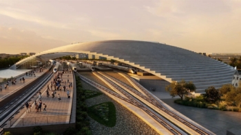 Une maquette numérique de la future gare Casa Sud, à Casablanca. Crédit : Oualalou + Choi