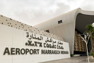 L'entrée de l'aéroport Marrakech-Ménara.