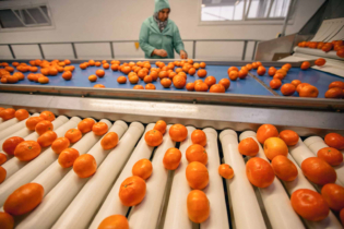 Des mandarines Nadorcott du Maroc sur une station de triage.