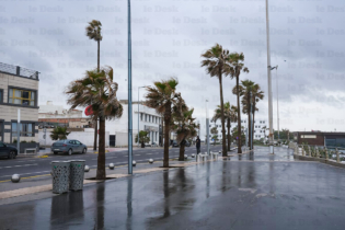 Le boulevard de la Corniche, à Casablanca, sous une averse orageuse.