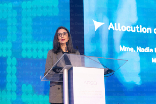 Nadia Fettah, ministre de l'Économie et des Finances, lors de la conférence annuelle de l’Association professionnelle des sociétés de Bourse (APSB), à Casablanca, le 9 février 2026.
