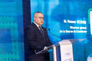 Nasser Seddiqi, directeur général de la Bourse de Casablanca, lors de la conférence annuelle de l’Association professionnelle des sociétés de Bourse (APSB), à Casablanca, le 9 février 2026.