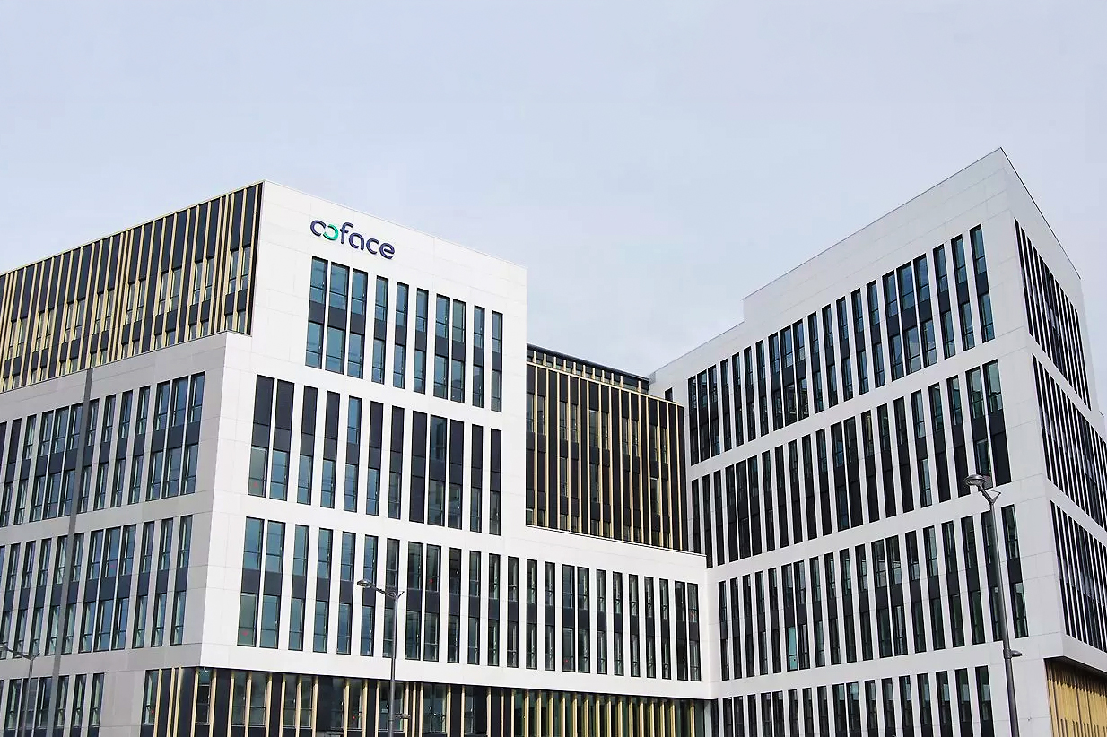 Le siège de Coface, spécialiste mondial de l'assurance-crédit, à Bois-Colombes, en France.