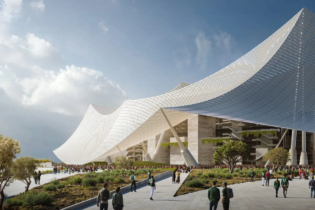 Une maquette numérique du Grand stade Hassan II de Casablanca.