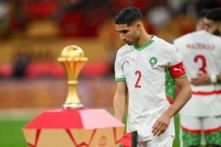 Achraf Hakimi, capitaine des Lions des l'Atlas, lors de la finale de la CAN 2025.