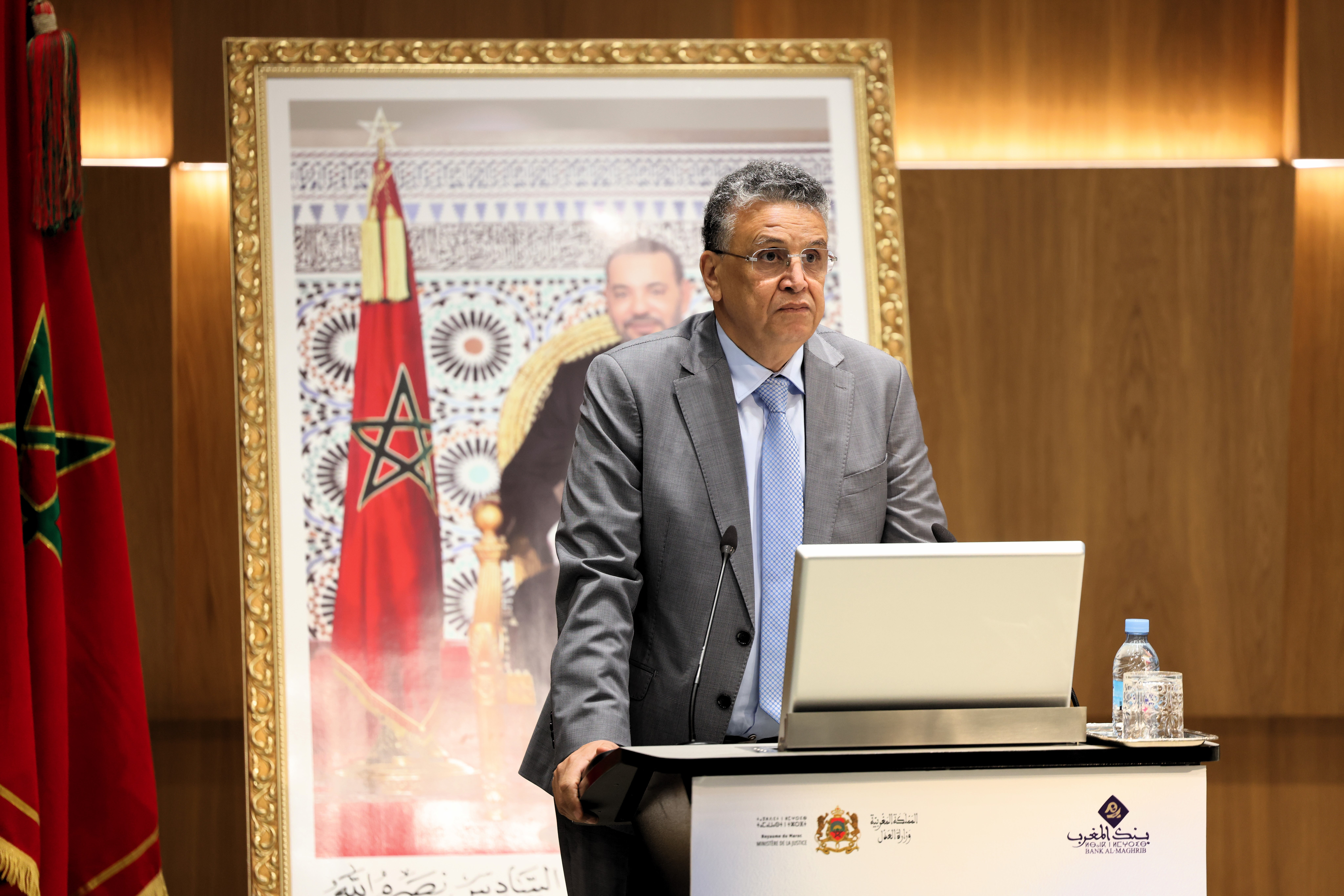 Le ministre de la Justice Abdellatif Ouahbi, lors du séminaire sur l'efficience du cadre juridique relatif au recouvrement judiciaire des créances en souffrance.