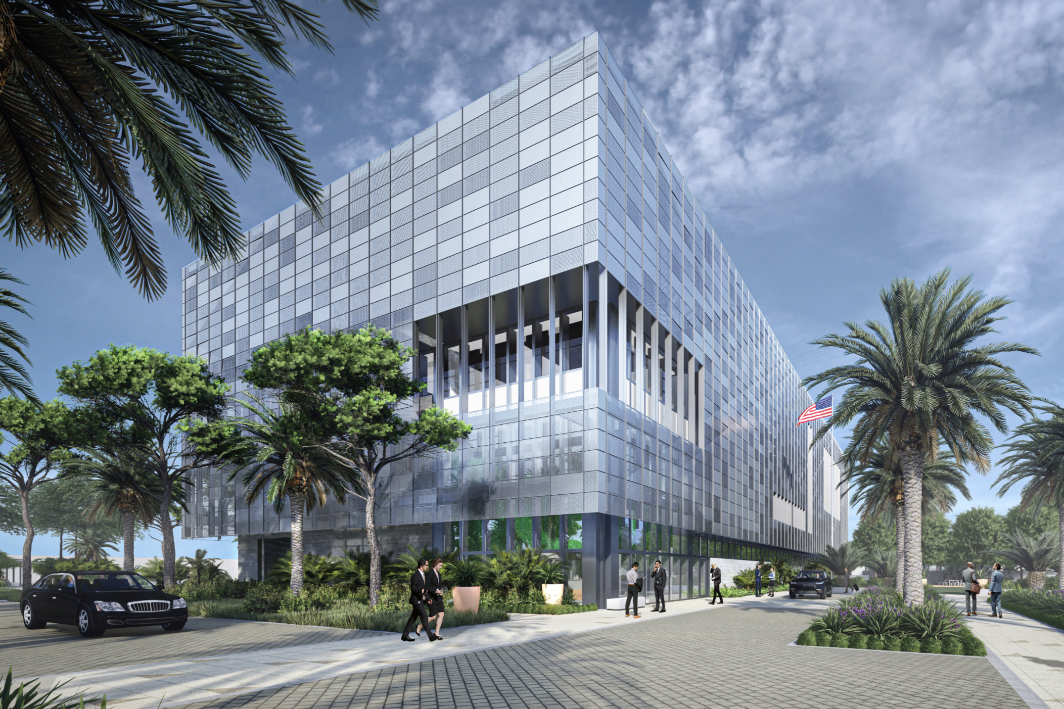 Une maquette numérique du nouveau consulat général des États-Unis à Casablanca Finance City.