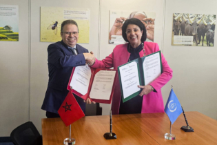 Lors de la cérémonie de signature du partenariat entre la FM6SS et l'AIEA.