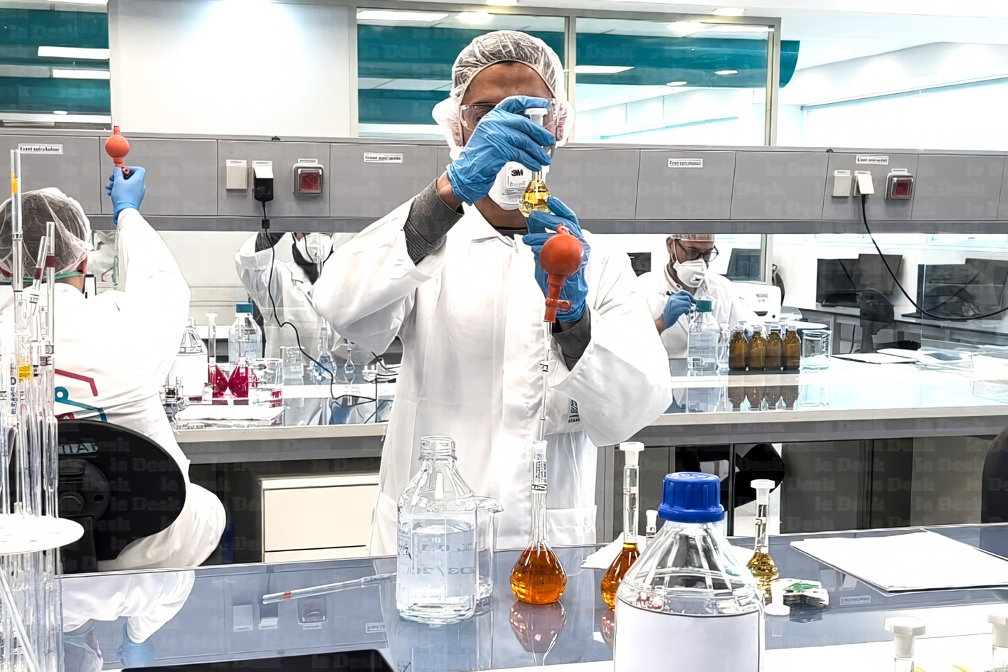 Des laborantins dans l'usine Smart Factory de Pharma 5 à Bouskoura. Crédit : Le Desk