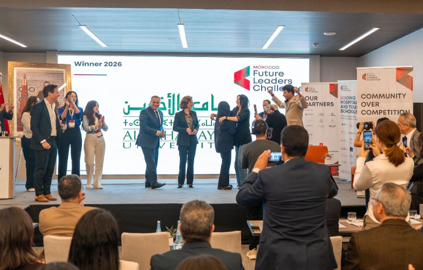La cérémonie de remise de prix de la Future Leaders Challenge Morocco 2026. Crédit : Université Al Akhawayn.