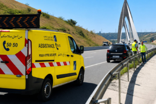 Un véhicule d'assistance de la Société nationale des autoroutes du Maroc.