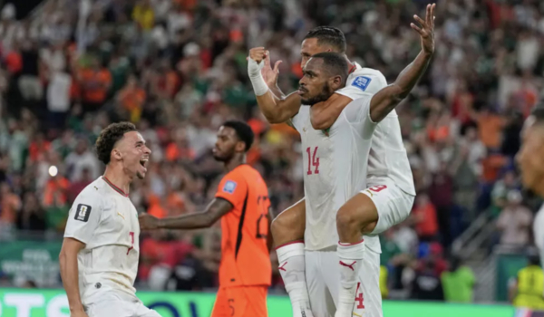 La célébration d'Issa Diop sur le but égalisateur du Maroc face aux Pays-Bas en seizièmes de finale de la Coupe du monde 2026