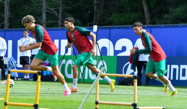 Séance d’entraînement des Lions de l’Atlas le 18 juin, organisée au stade Revolution Training Center de Boston