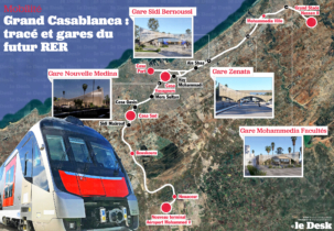 Grand Casablanca : tracé et gares du futur RER.