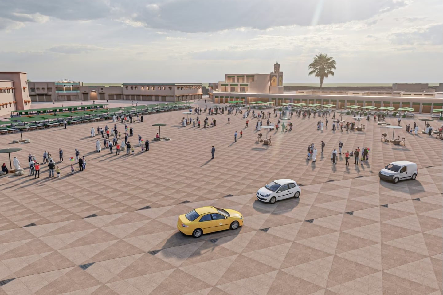 Une maquette en 3D du réaménagement de la place Jemaa El Fna à Marrakech.